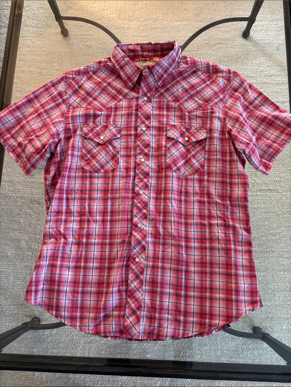 Wrangler Red Plaid Short-Sleeve Western Button-Down Shirt